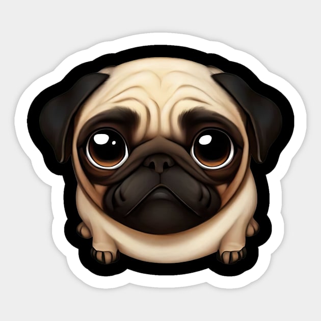 Delightful Pug Design Sticker by Art By Mojo